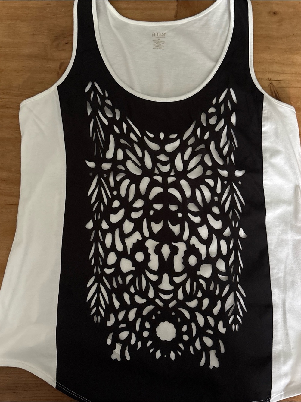 a.n.a Black and White Laser-Cut Panel Tank Top